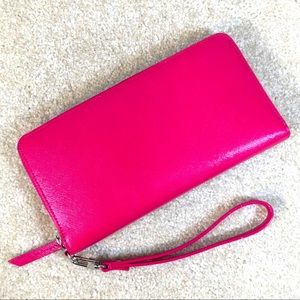 Halogen leather zip-around wallet